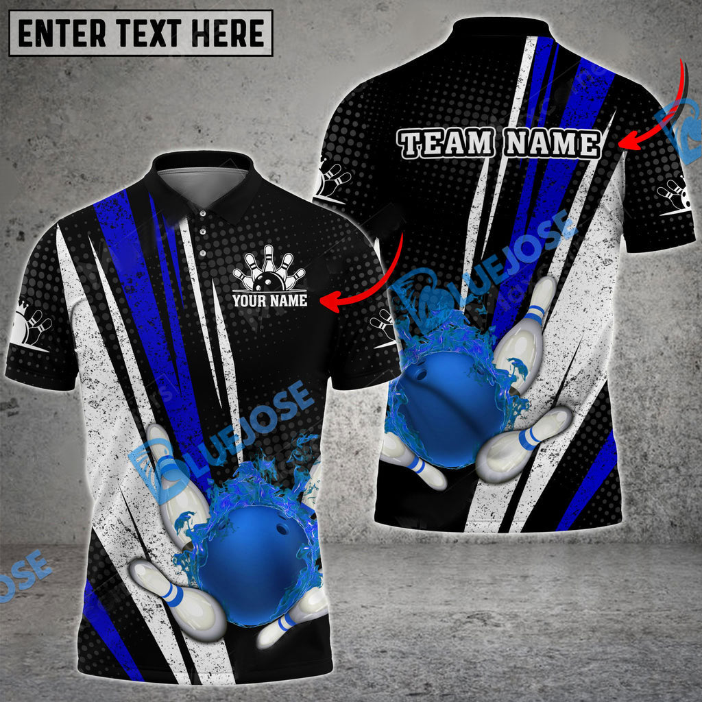 Frenzidea Bowling And Pins Fire Point Customized Name 3D Shirt (4 Colors)