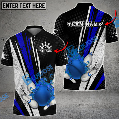 Frenzidea Bowling And Pins Fire Point Customized Name 3D Shirt (4 Colors)