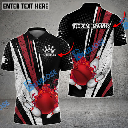 Frenzidea Bowling And Pins Fire Point Customized Name 3D Shirt (4 Colors)