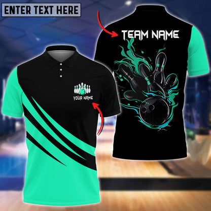Frenzidea Bowling And Pins Basic Black Customized Name 3D Shirt (4 Colors)