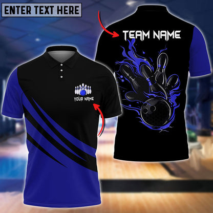 Frenzidea Bowling And Pins Basic Black Customized Name 3D Shirt (4 Colors)
