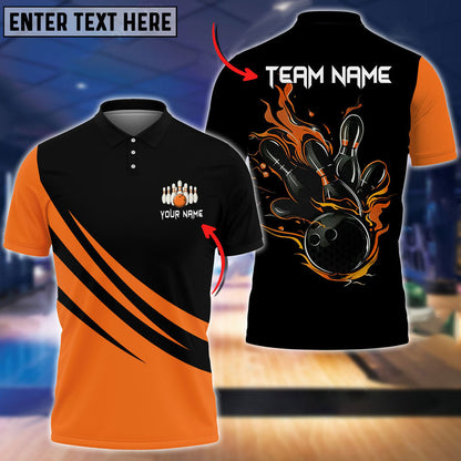 Frenzidea Bowling And Pins Basic Black Customized Name 3D Shirt (4 Colors)