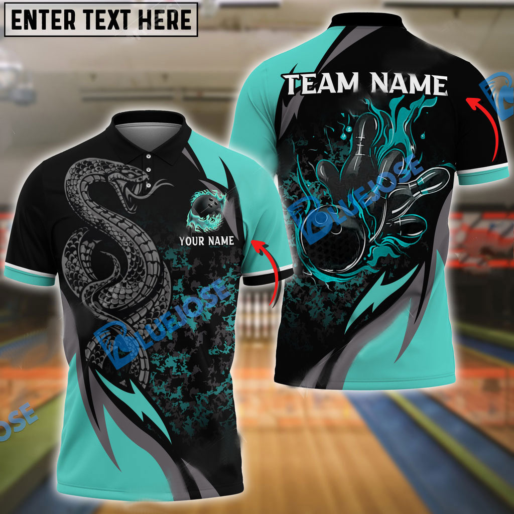 Frenzideas Bowling And Pins Solid Snake Customized Name 3D Shirt ( 6 Colors)