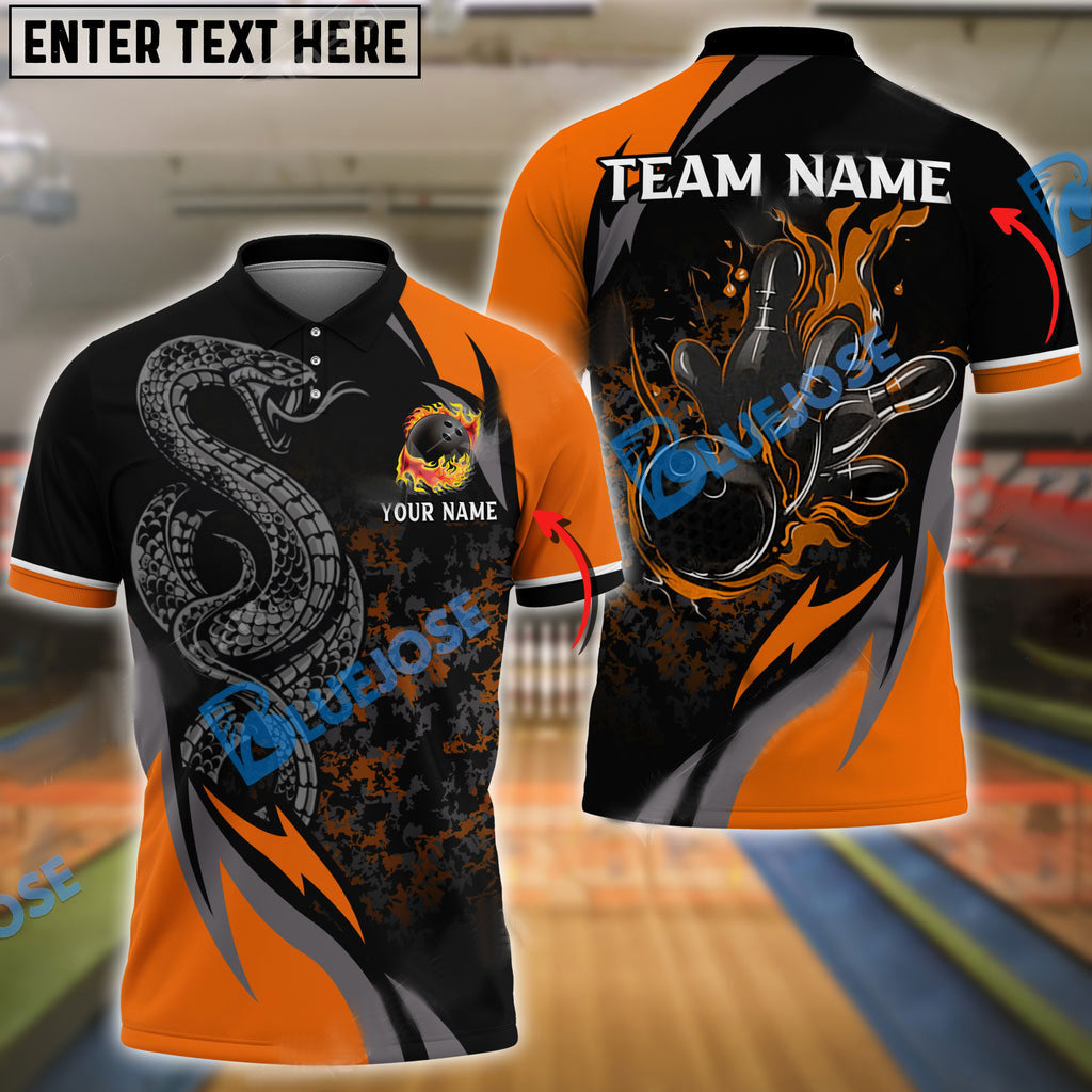Frenzideas Bowling And Pins Solid Snake Customized Name 3D Shirt ( 6 Colors)