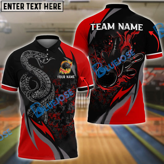 Frenzideas Bowling And Pins Solid Snake Customized Name 3D Shirt ( 6 Colors)
