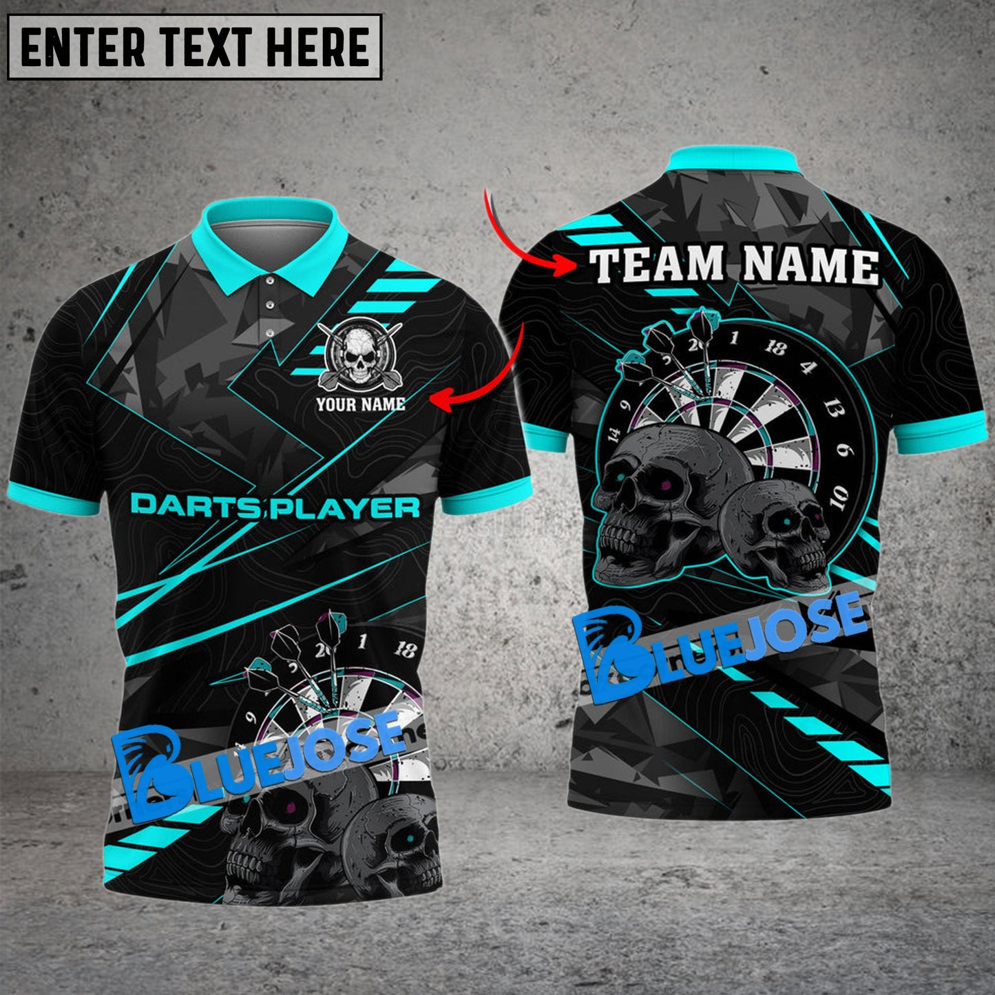 Frenzidea Darts Cool Skull Personalized Name, Team Name 3D Shirt ( 5 Colors)