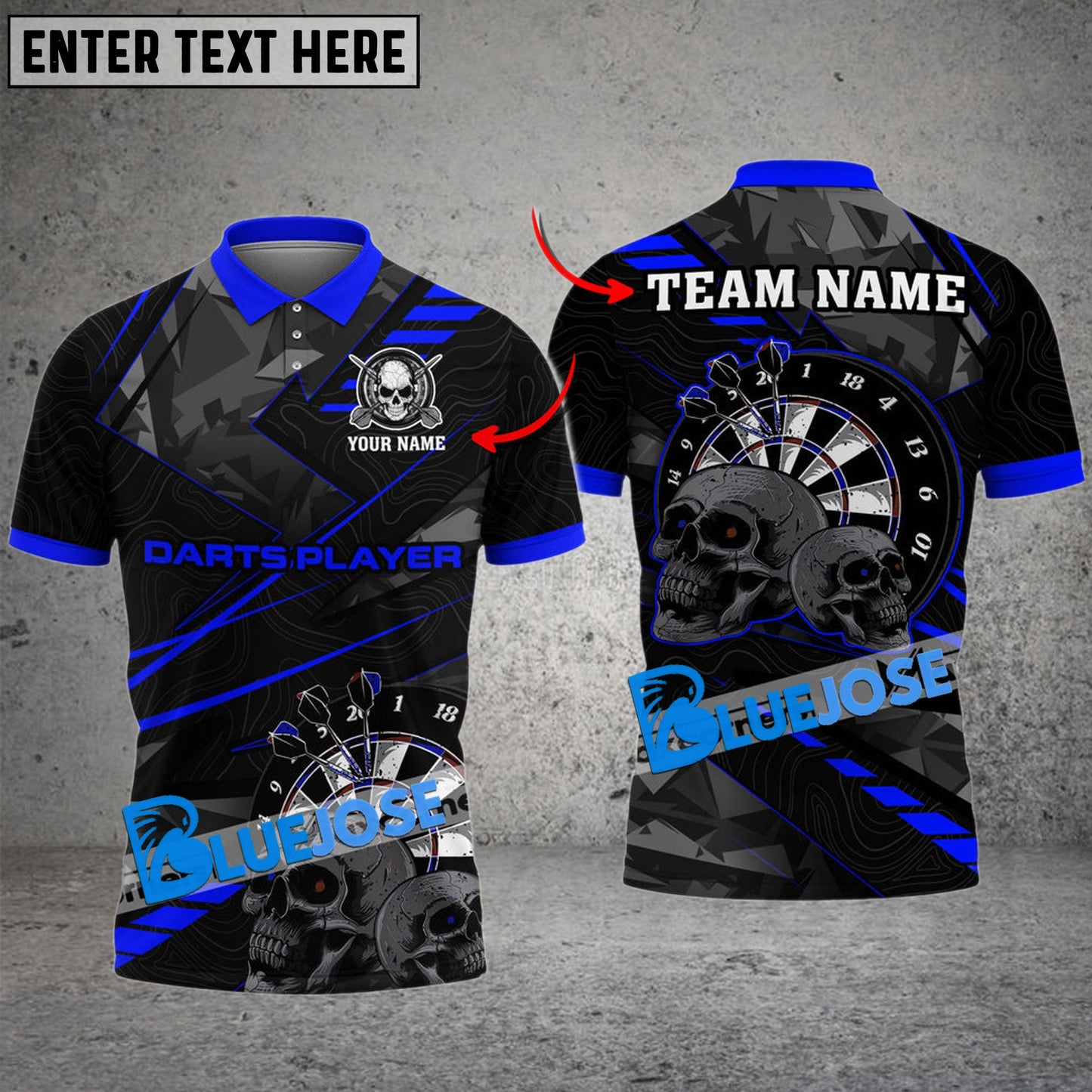Frenzidea Darts Cool Skull Personalized Name, Team Name 3D Shirt ( 5 Colors)