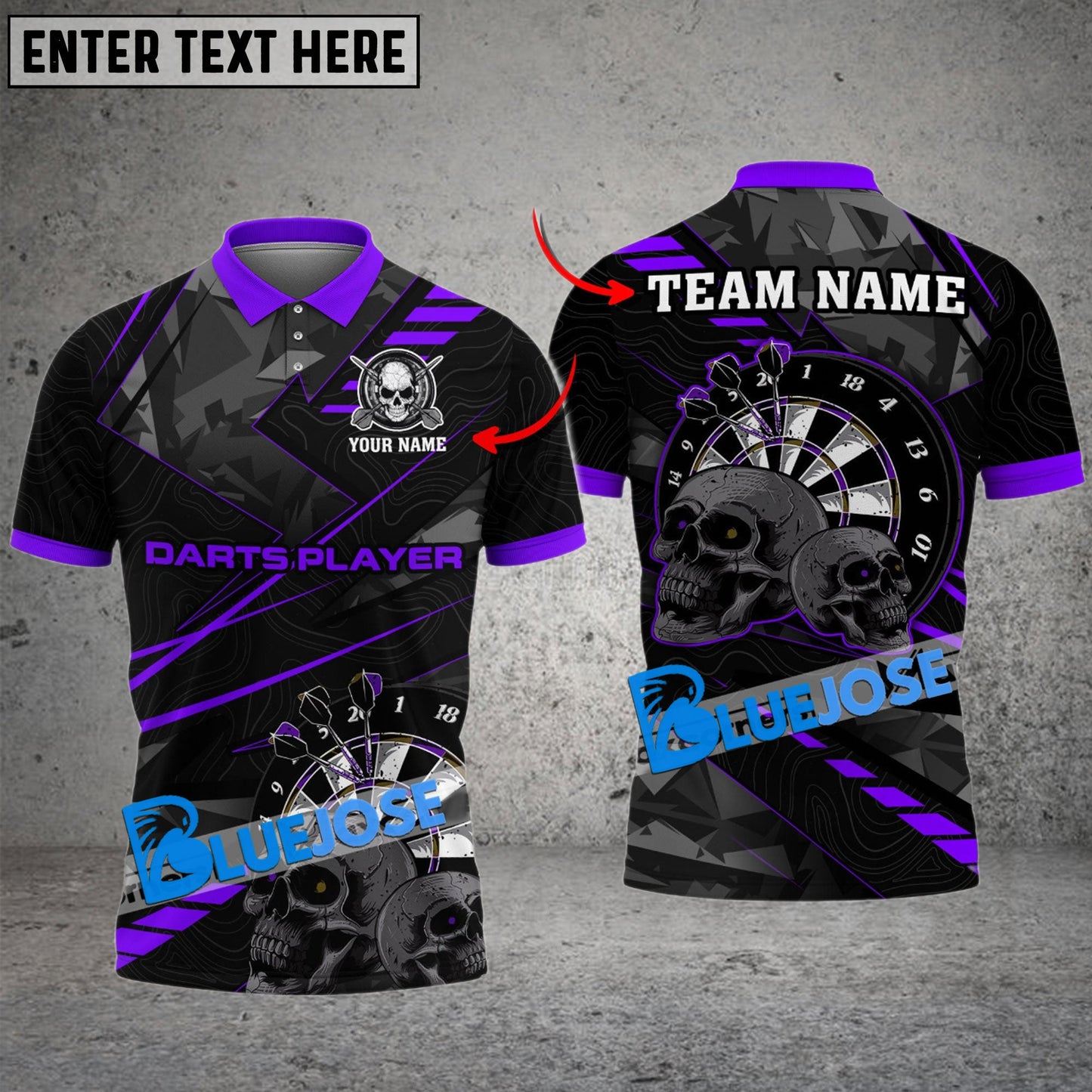 Frenzidea Darts Cool Skull Personalized Name, Team Name 3D Shirt ( 5 Colors)