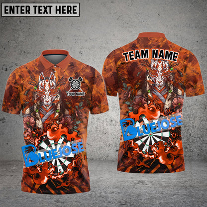 Frenzidea Darts Fox Mask Kitsune Personalized Name, Team Name 3D Shirt (4 Colors)