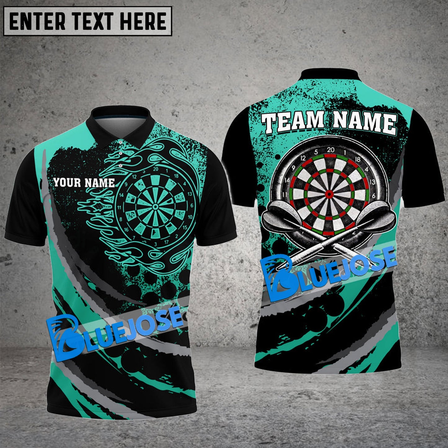 Frenzidea Darts Black Flames Of Hell Personalized Name, Team Name 3D Shirt ( 6 Colors)