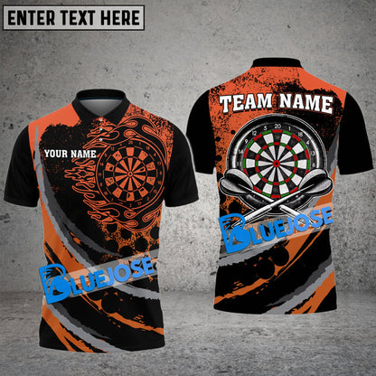 Frenzidea Darts Black Flames Of Hell Personalized Name, Team Name 3D Shirt ( 6 Colors)