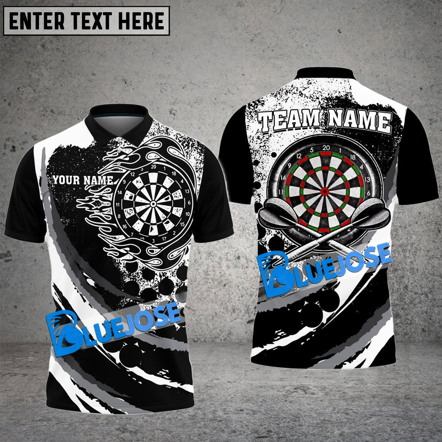 Frenzidea Darts Black Flames Of Hell Personalized Name, Team Name 3D Shirt ( 6 Colors)