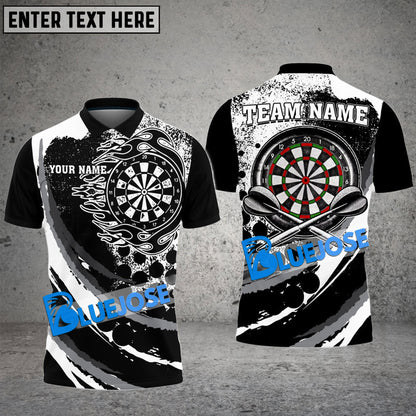 Frenzidea Darts Black Flames Of Hell Personalized Name, Team Name 3D Shirt ( 6 Colors)
