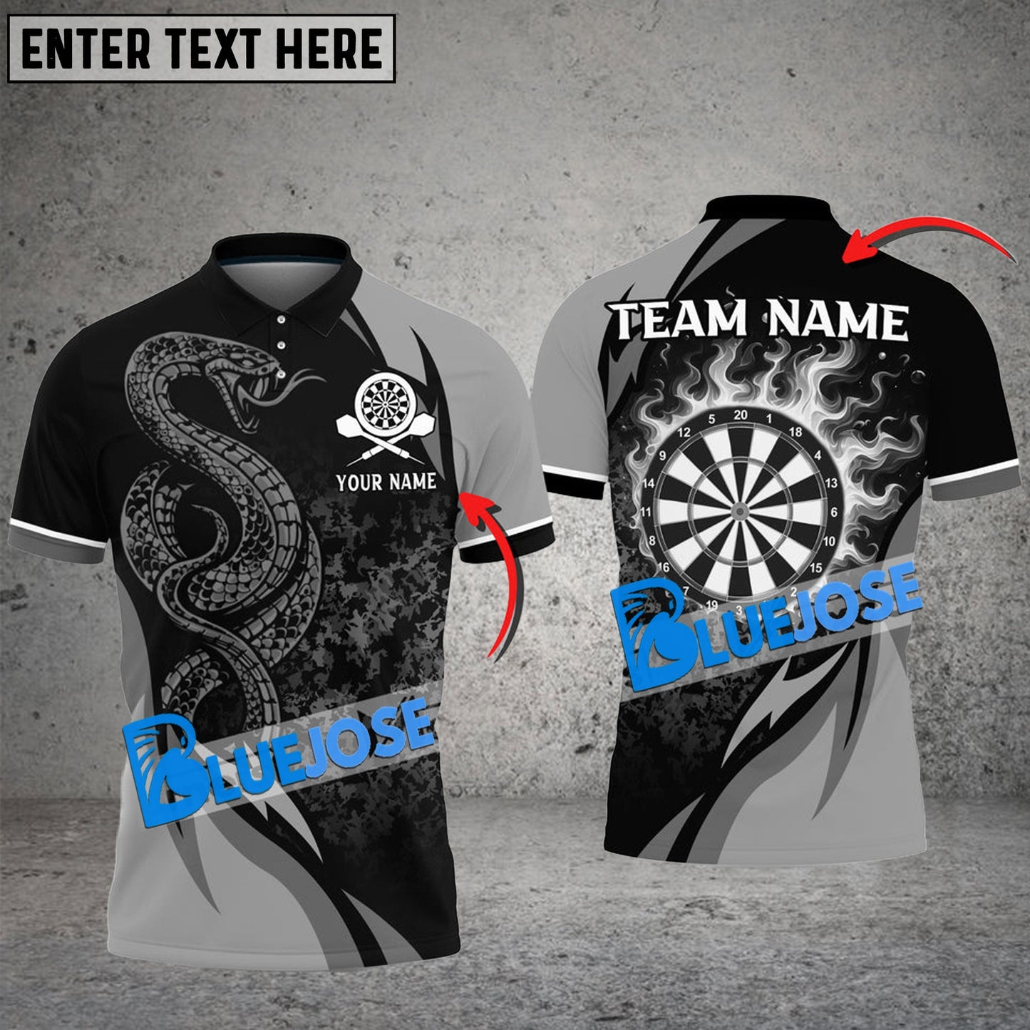 Frenzidea Darts Poison Snake Personalized Name, Team Name 3D Shirt ( 6 Colors)