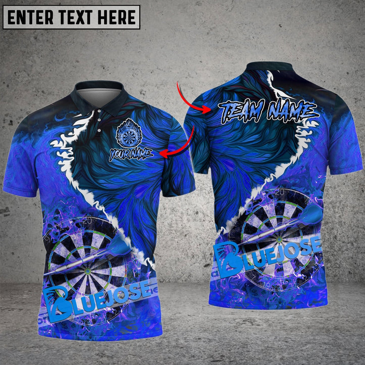 Frenzidea Darts Volcanic Lava Personalized Name, Team Name 3D Shirt (6 Colors)