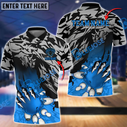 Frenzideas Bowling And Pins Flame Claws Customized Name 3D Shirt ( 6 Colors)