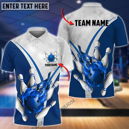 Frenzidea Flame Bowling And Pins V Multicolor Option Customized Name 3D Shirt (3 Colors)