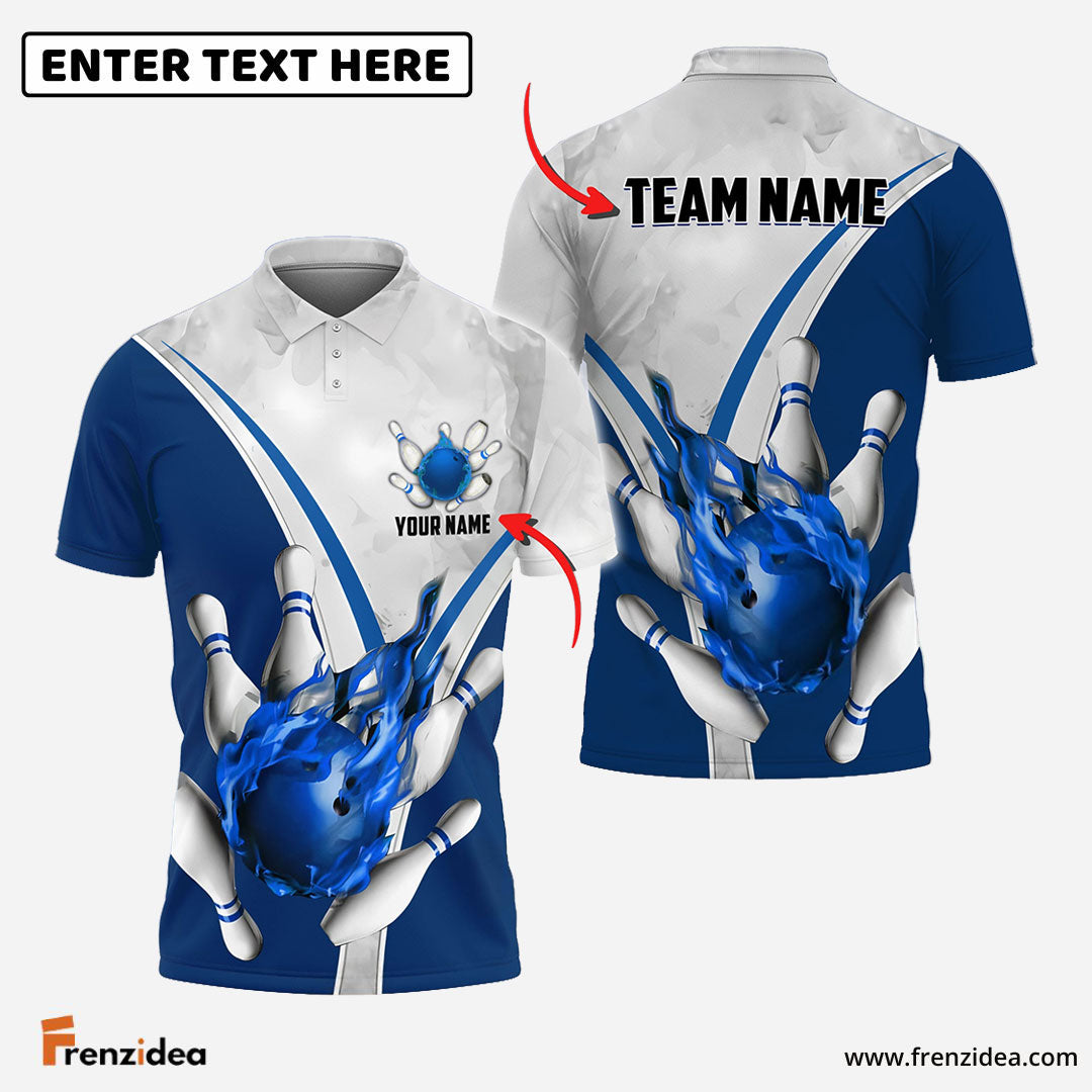 Frenzidea Flame Bowling And Pins V Multicolor Option Customized Name 3D Shirt (3 Colors)