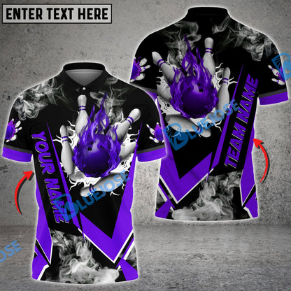 frenzideas Bowling And Pins Flame Declare War Customized Name 3D Shirt (5 Colors)