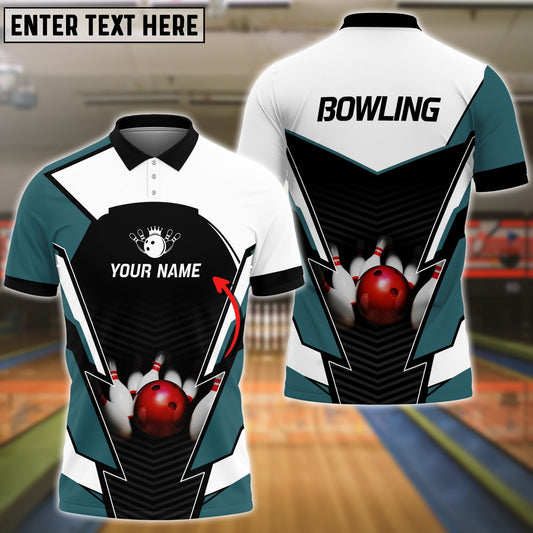 Frenzideas Blue Navy Bowling Premium Customized Name 3D Shirt