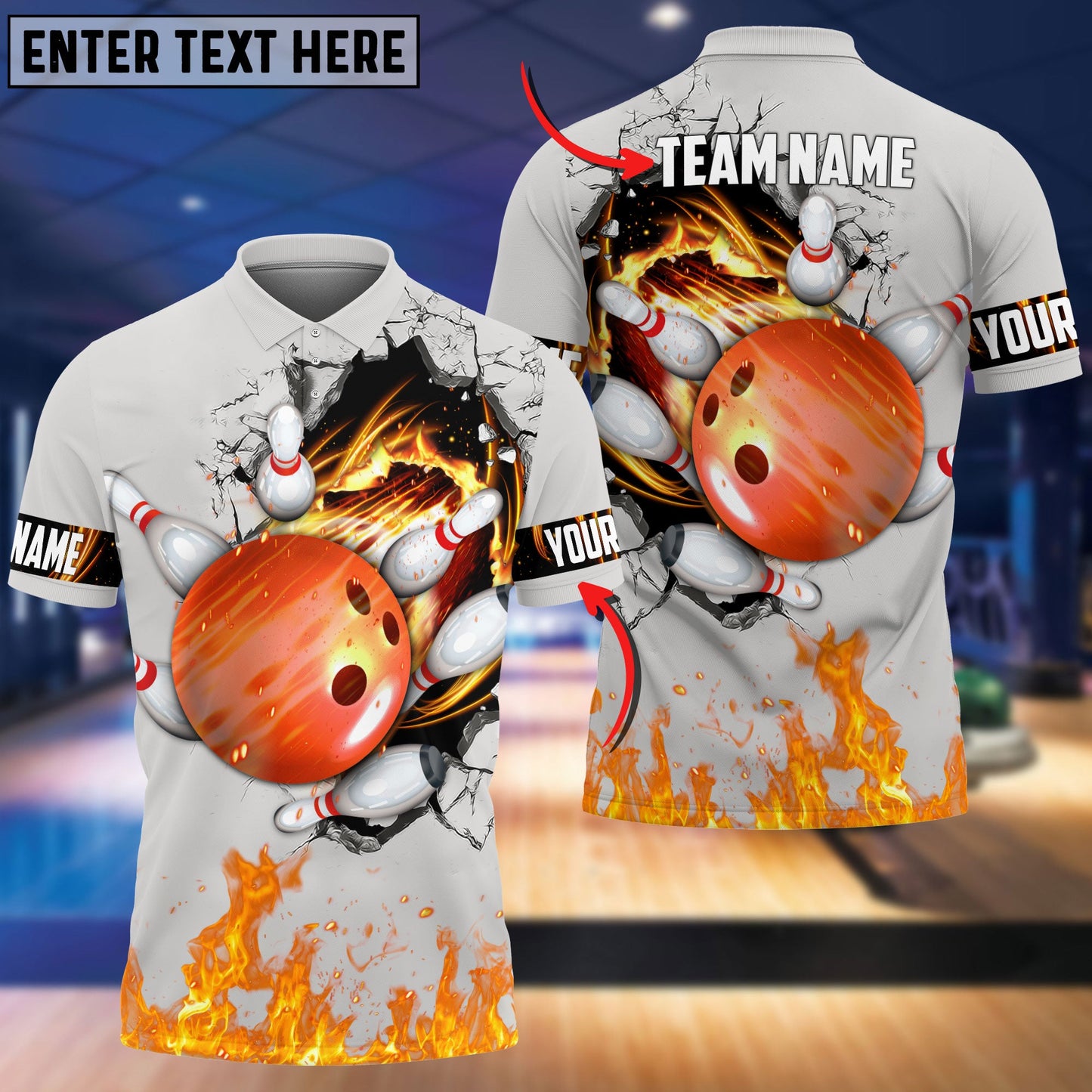 Frenzidea Bowling And Pins Break Multicolor Customized Name 3D Shirt