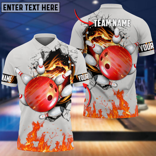 Frenzidea Bowling And Pins Break Multicolor Customized Name 3D Shirt