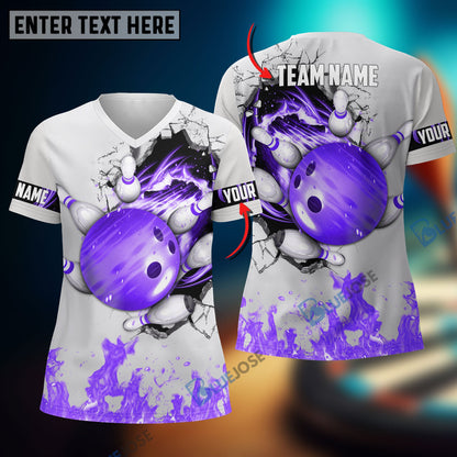 Frenzidea Bowling And Pins Break Multicolor Customized Name 3D Shirt