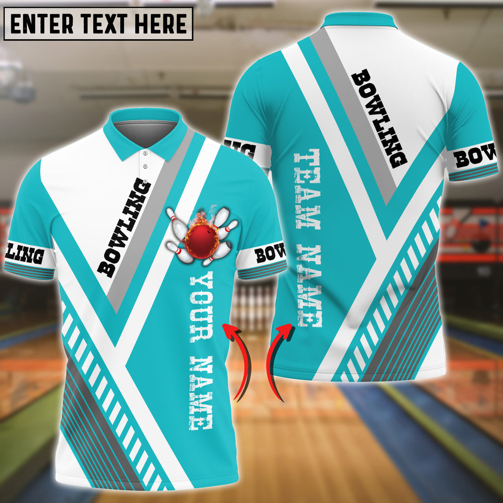 Frenzidea Bowling And Pins Line Textures Multicolor Customized Name 3D Shirt