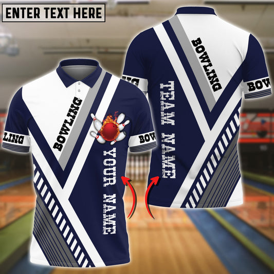 Frenzidea Bowling And Pins Line Textures Multicolor Customized Name 3D Shirt
