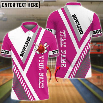 Frenzidea Bowling And Pins Line Textures Multicolor Customized Name 3D Shirt