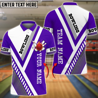 Frenzidea Bowling And Pins Line Textures Multicolor Customized Name 3D Shirt