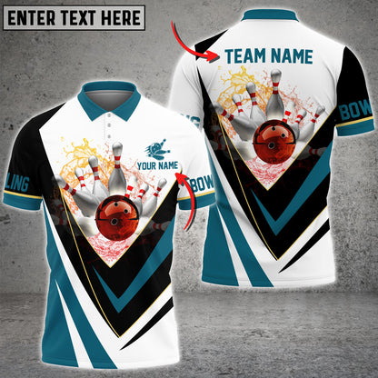 Frenzidea Water Bowling And Pins Multicolor Customized Name 3D Shirt