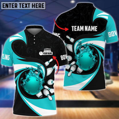 Frenzidea Bowling Ball And Pins Vortex Pattern Multicolor Customized Name 3D Shirt