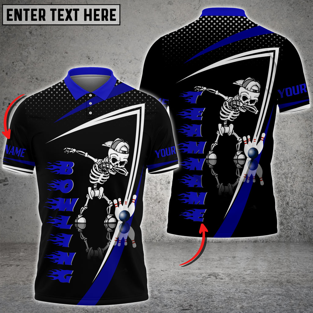 Frenzidea Bowling And Pins Skull Flame Pattern Tex Multicolor Customized Name 3D Shirt
