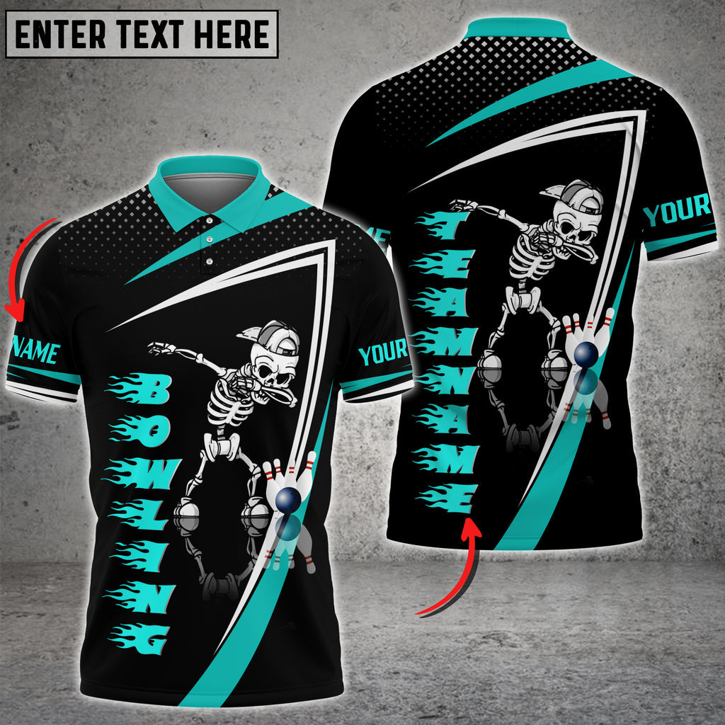 Frenzidea Bowling And Pins Skull Flame Pattern Tex Multicolor Customized Name 3D Shirt