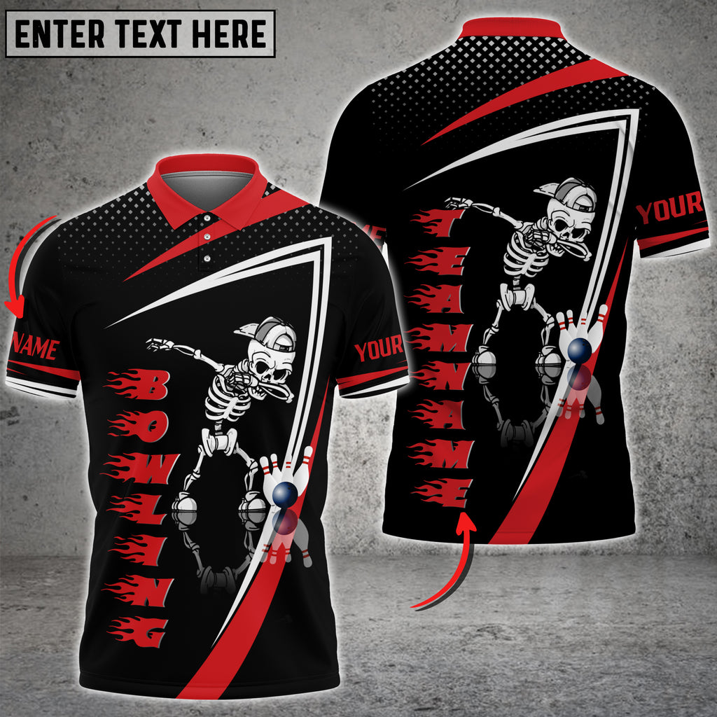Frenzidea Bowling And Pins Skull Flame Pattern Tex Multicolor Customized Name 3D Shirt