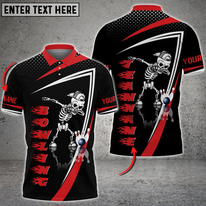 Frenzidea Bowling And Pins Skull Flame Pattern Tex Multicolor Customized Name 3D Shirt