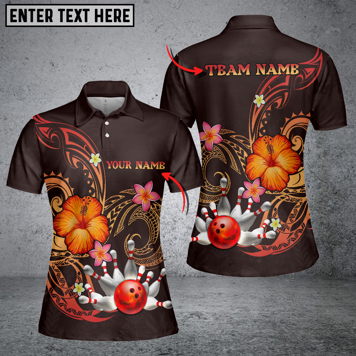 Frenzideas Bowling Ball And Pins Flower Pattern Premium Customized Name 3D Shirt For Women