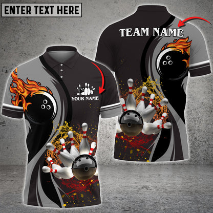 Frenzidea Bowling And Pins Water Flow Multicolor Option Customized Name 3D Shirt