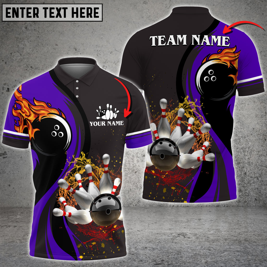 Frenzidea Bowling And Pins Water Flow Multicolor Option Customized Name 3D Shirt
