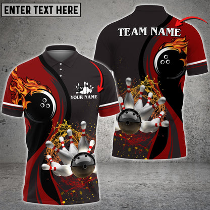 Frenzidea Bowling And Pins Water Flow Multicolor Option Customized Name 3D Shirt