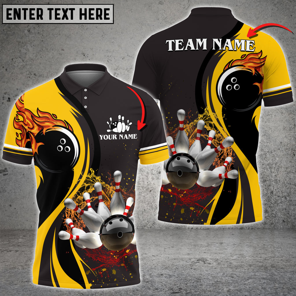 Frenzidea Bowling And Pins Water Flow Multicolor Option Customized Name 3D Shirt