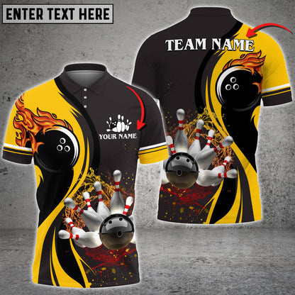 Frenzidea Bowling And Pins Water Flow Multicolor Option Customized Name 3D Shirt