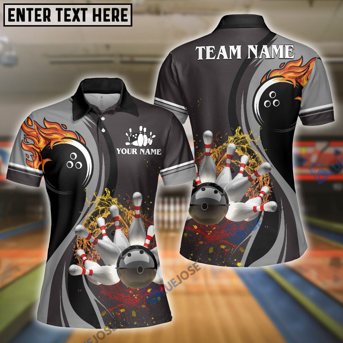 Frenzideas Bowling And Pins Water Flow Customized Name 3D Shirt for Women