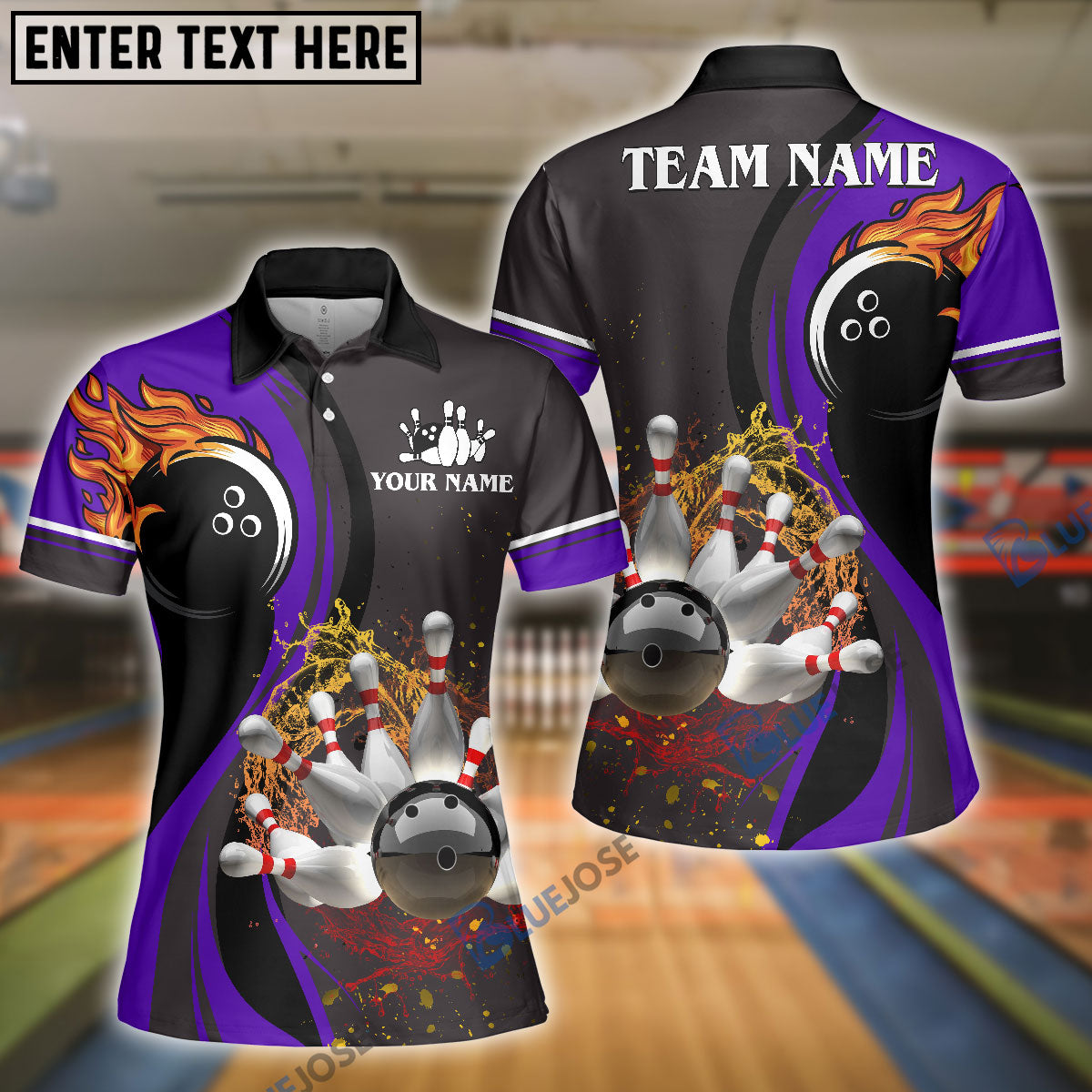 Frenzideas Bowling And Pins Water Flow Customized Name 3D Shirt for Women