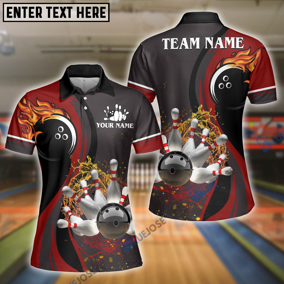 Frenzideas Bowling And Pins Water Flow Customized Name 3D Shirt for Women