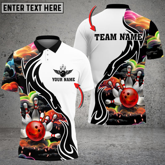 Frenzidea Bowling Multicolor Clound Pattern Premium Customized Name 3D Shirt