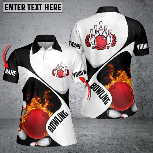 Frenzidea Black And White Bowling Premium Customized Name 3D Shirt For Women