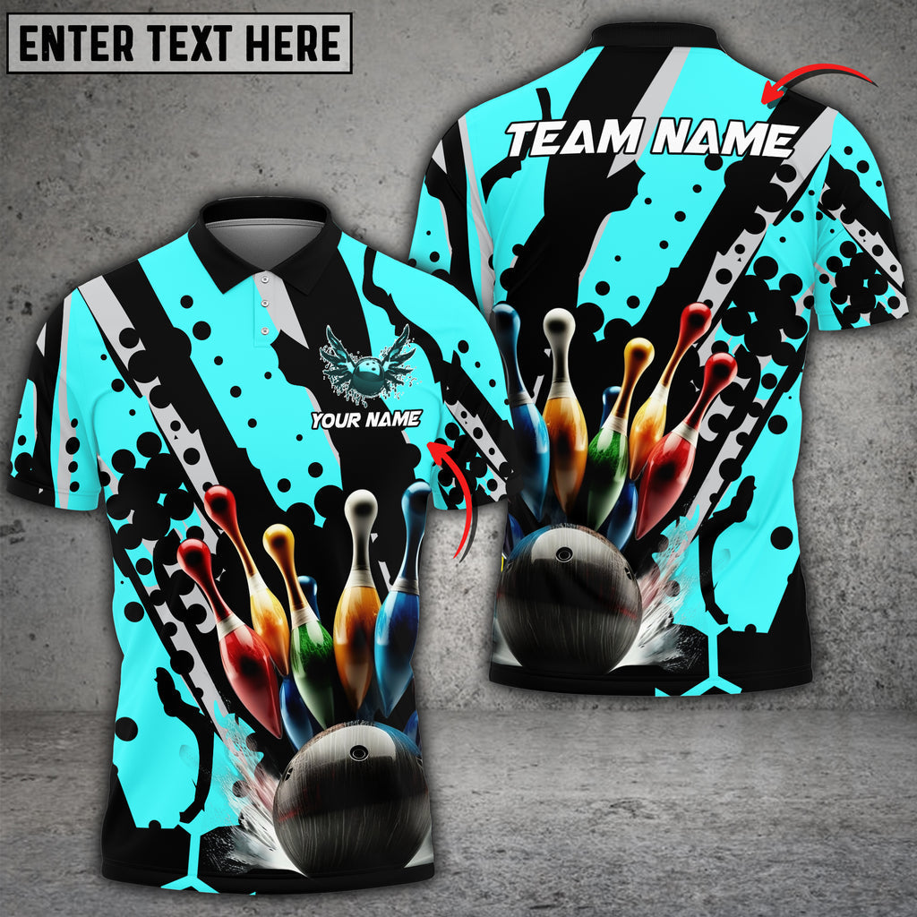frenzideas Bowling And Pins Eagle Wings Customized Name 3D Shirt ( 6 Colors)
