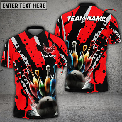 frenzideas Bowling And Pins Eagle Wings Customized Name 3D Shirt ( 6 Colors)